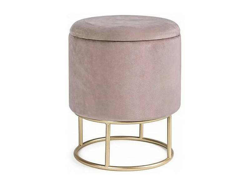 Puff de arrumação com efeito de veludo cor-de-rosa - POLINA