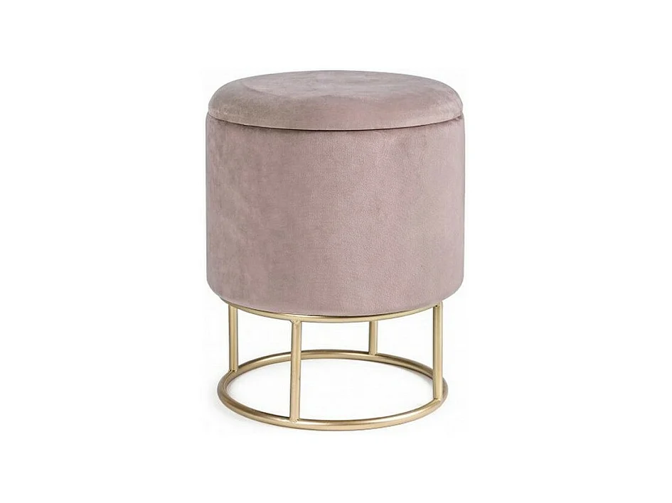 Pouf de rangement effet velours rose - POLINA