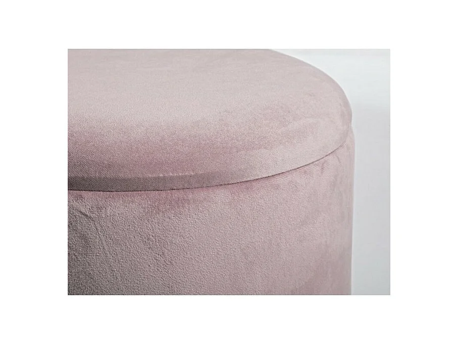 Pouf de rangement effet velours rose - POLINA