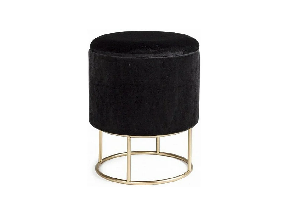 Pouf de rangement effet velours noir - POLINA