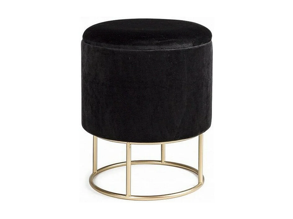 Pouf de rangement effet velours noir - POLINA