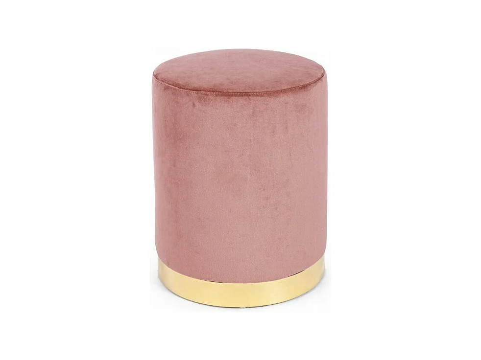 Pouf effet velours rose antique avec bande dorée - LUCILLA