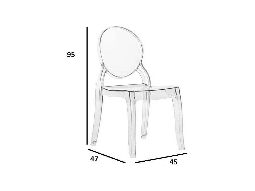 Lot de 6 chaises médaillon IMPÉRATRICE style Louis XVI en polycarbonate transparent