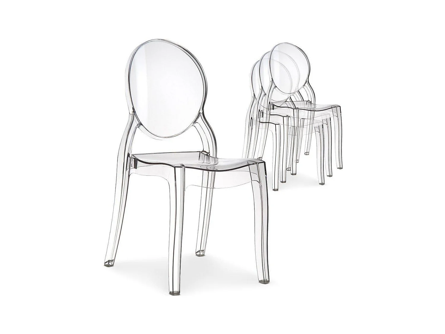 Lot de 6 chaises médaillon IMPÉRATRICE style Louis XVI en polycarbonate transparent