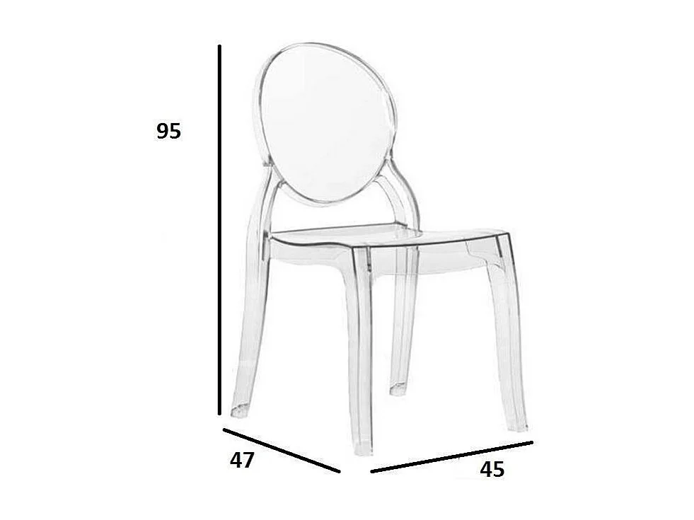 Lot de 6 chaises médaillon IMPÉRATRICE style Louis XVI en polycarbonate transparent