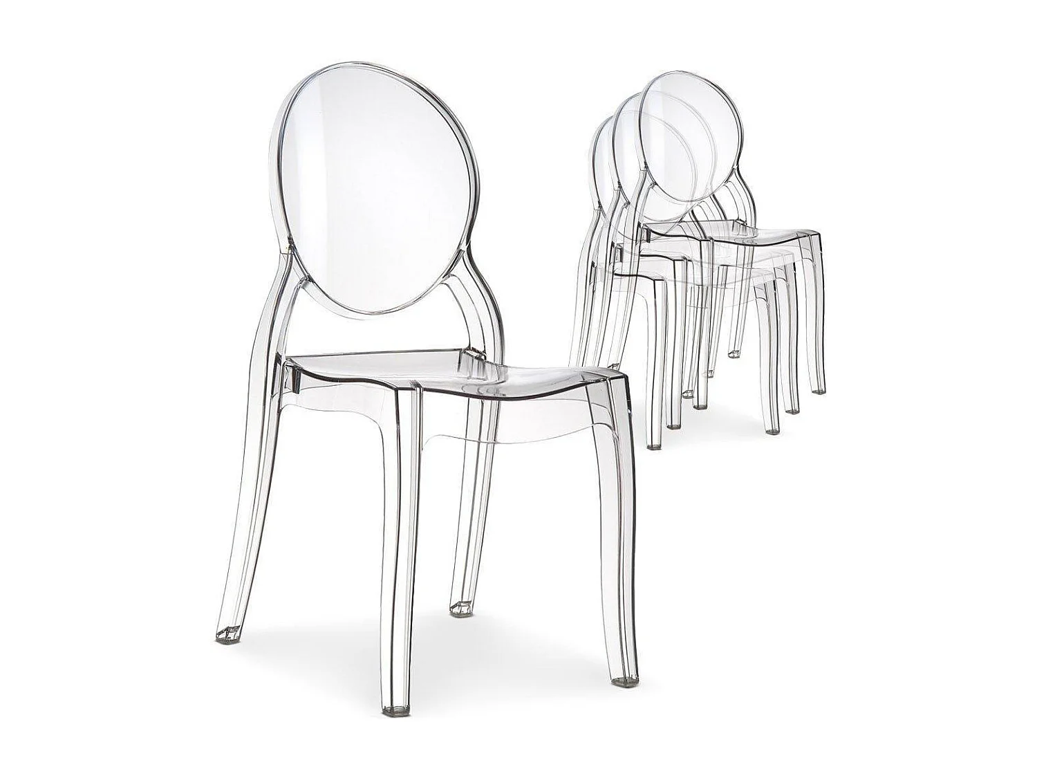 Lot de 6 chaises médaillon IMPÉRATRICE style Louis XVI en polycarbonate transparent