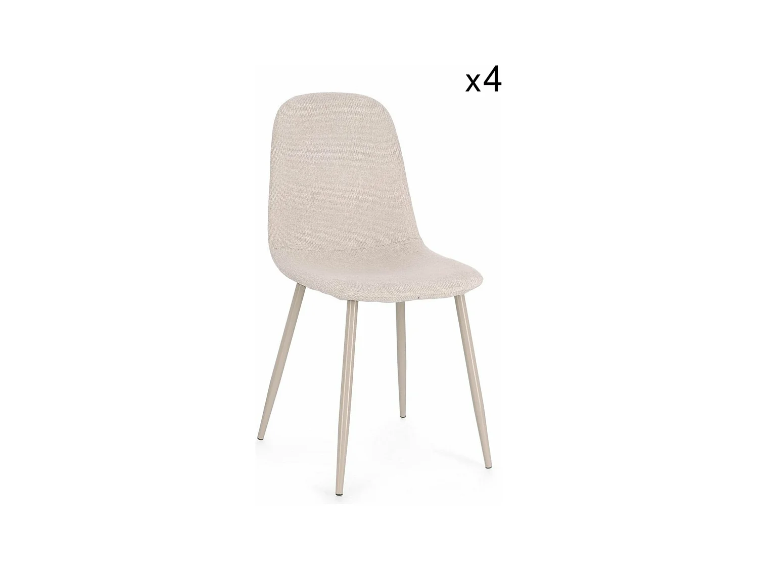 Lot de 4 chaises en tissu beige et acier - IRELIA