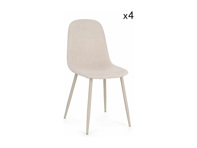 Lot de 4 chaises en tissu beige et acier - IRELIA