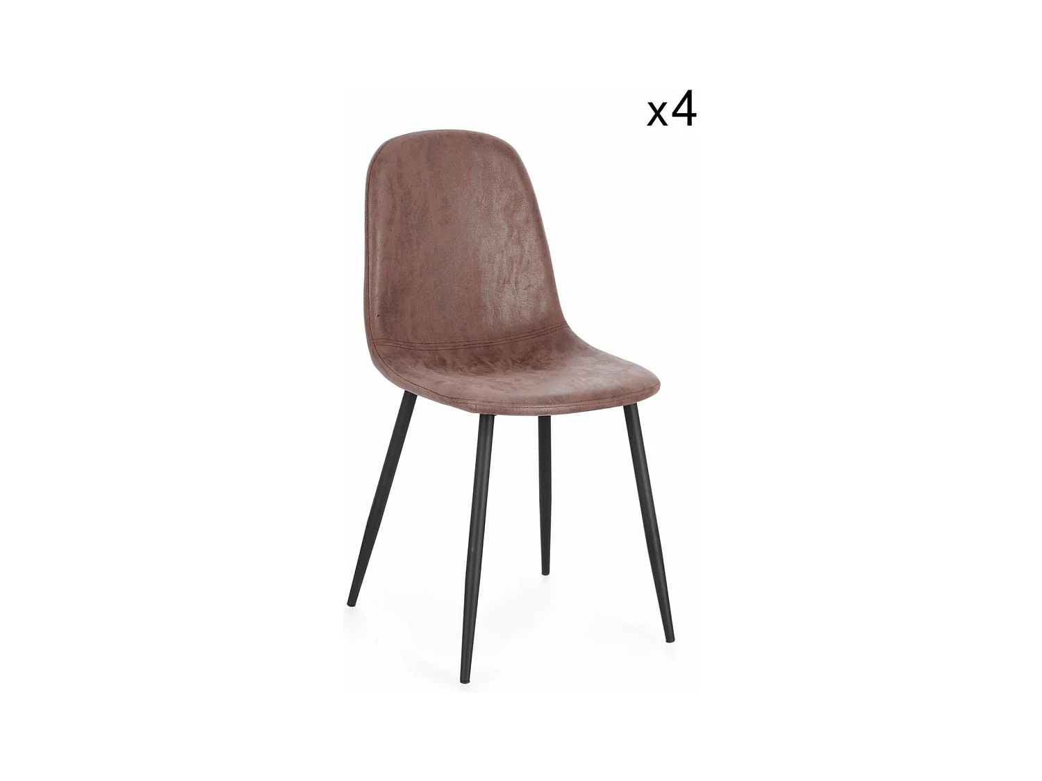 Lot de 4 chaises en simili cuir cognac et acier anthracite - IRELIA