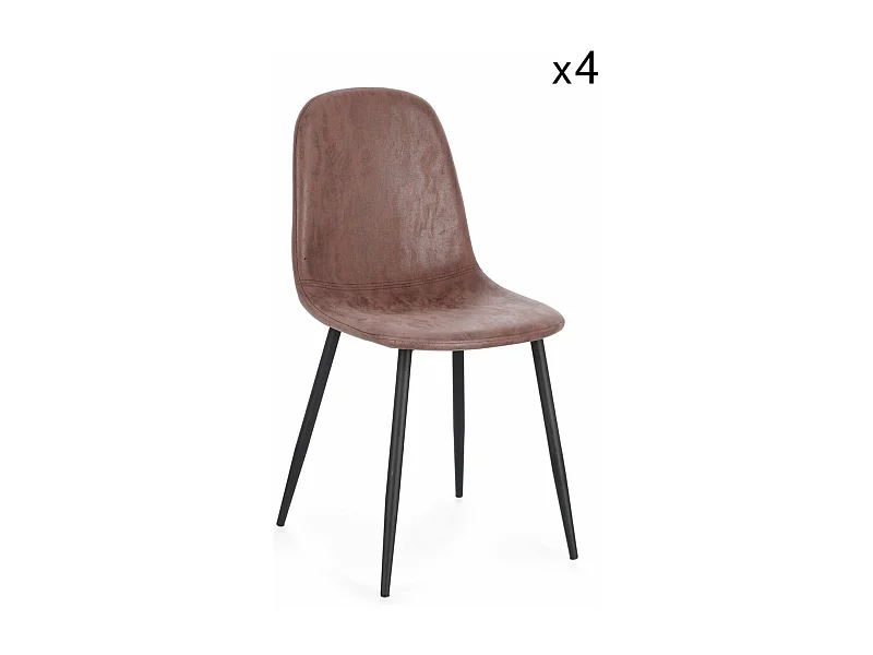 Lot de 4 chaises en simili cuir cognac et acier anthracite - IRELIA