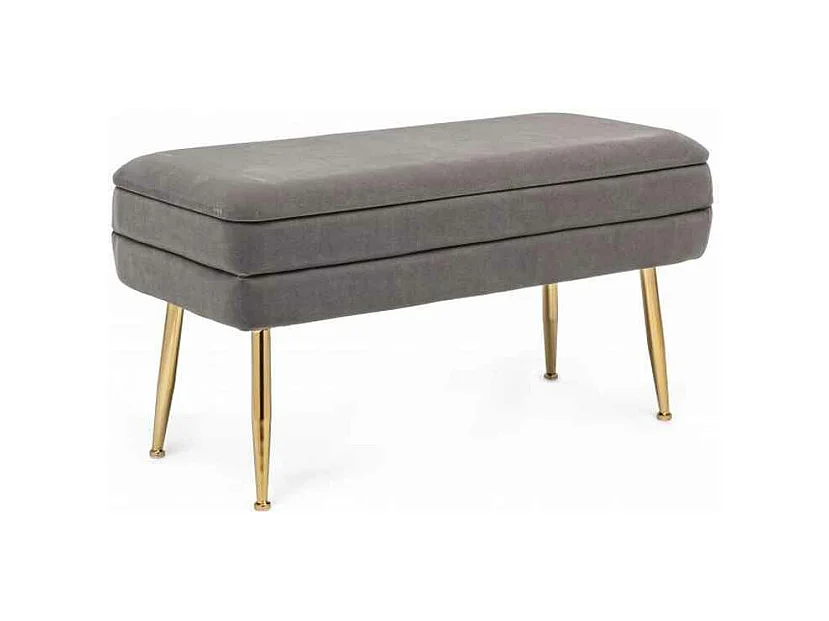 Banc de rangement gris 80x38x42 cm - PAVLINA