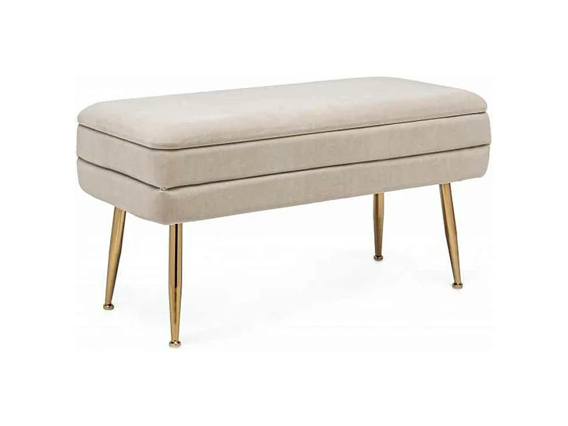 Banc de rangement beige 80x38x42 cm - PAVLINA