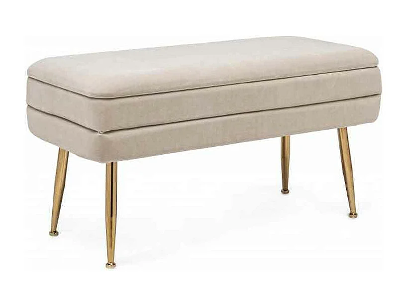 Banc de rangement beige 80x38x42 cm - PAVLINA
