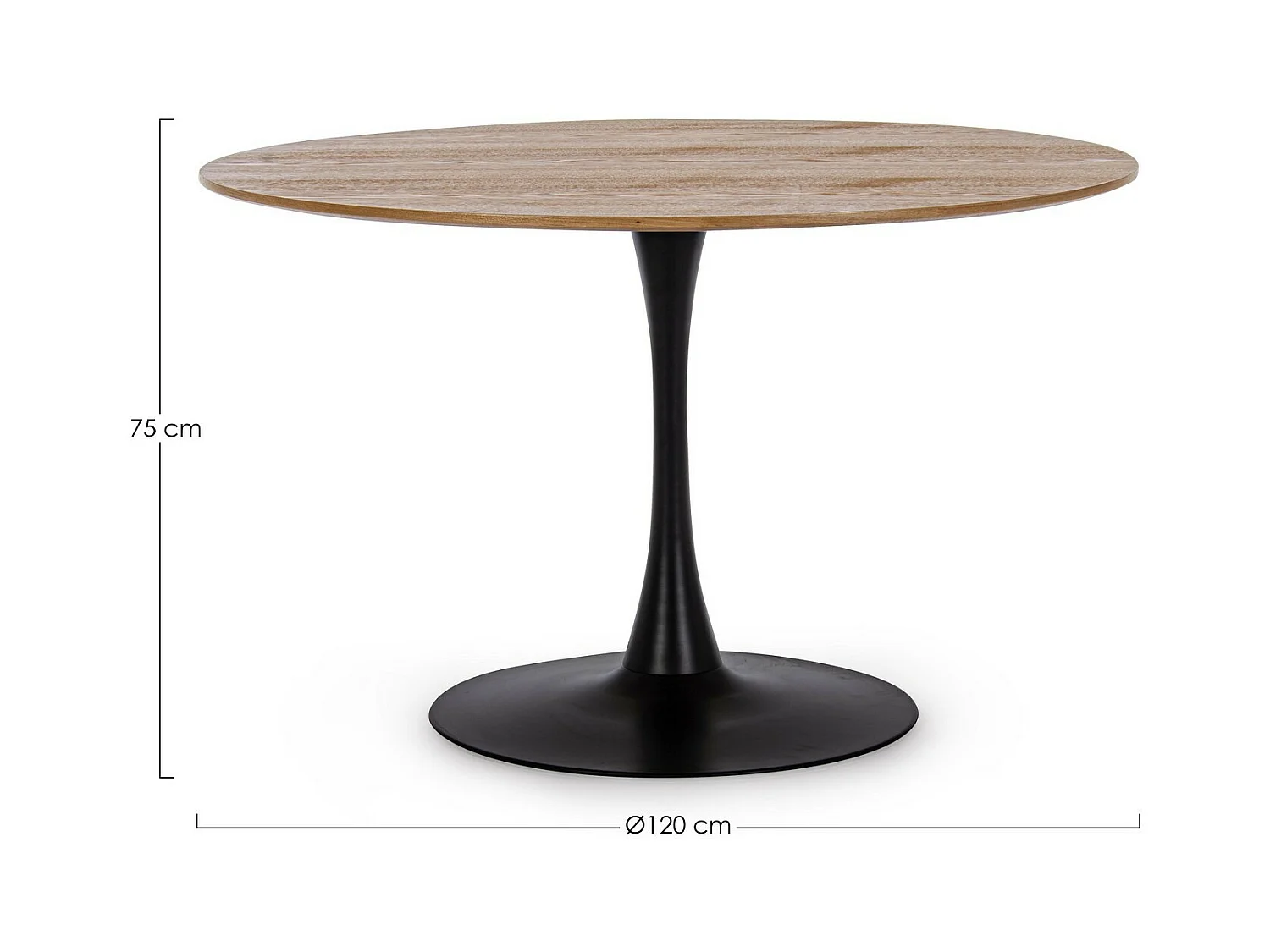 Table chêne base noire ronde 120×75 cm - BLOOM