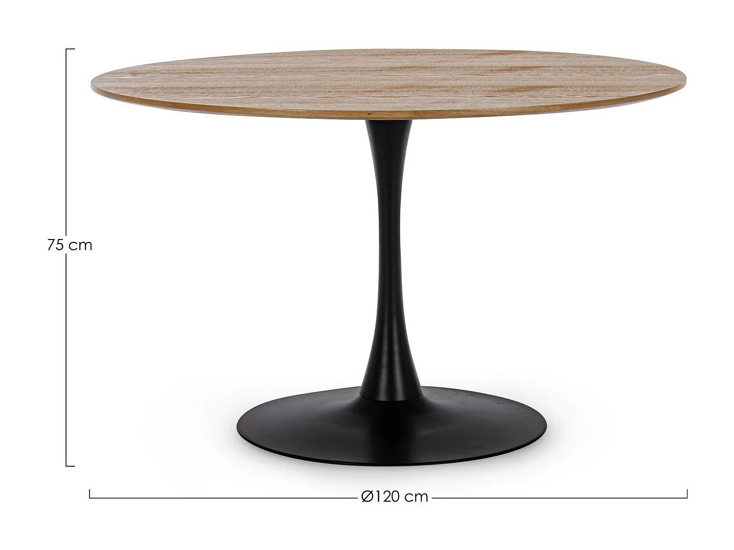 Tavolo rovere base nera tondo 120×75 cm - BLOOM