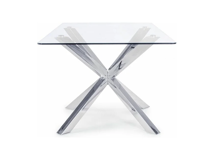 Rechteckiger Glastisch mit verchromtem Stahlbein 160X90 cm - MAY