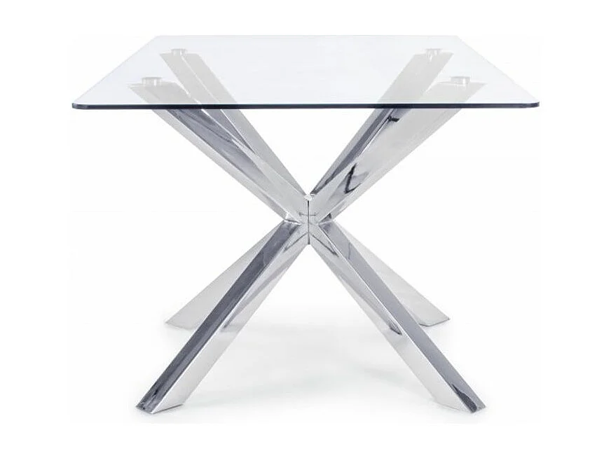 Table rectangulaire en verre avec pied en acier chromé 160X90 cm - MAY