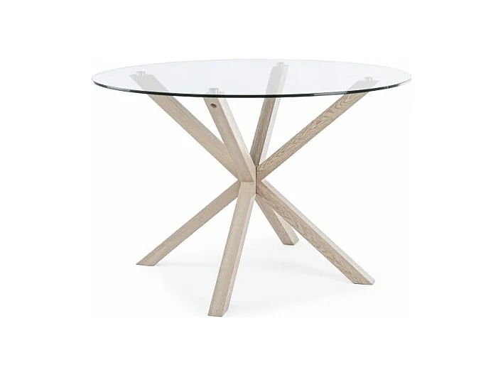 Table ronde en verre avec pied naturel diamètre 114 cm - MAY