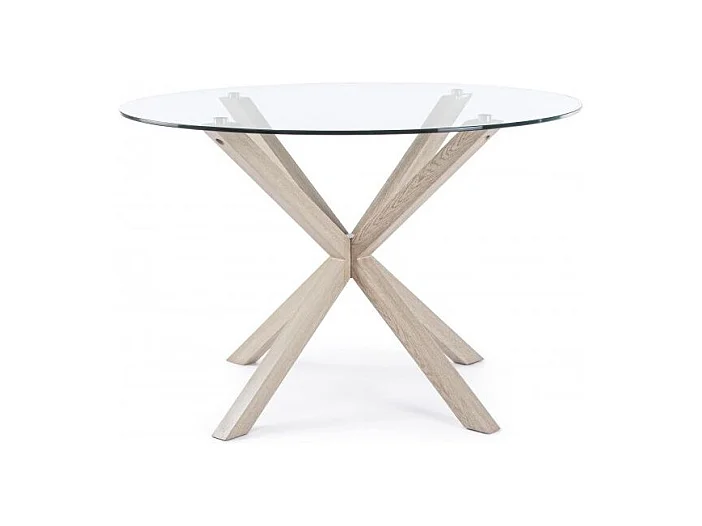 Table ronde en verre avec pied naturel diamètre 114 cm - MAY