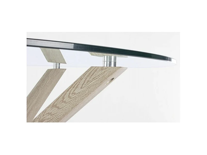 Table ronde en verre avec pied naturel diamètre 114 cm - MAY