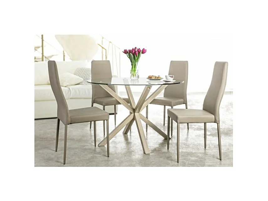 Table ronde en verre avec pied naturel diamètre 114 cm - MAY