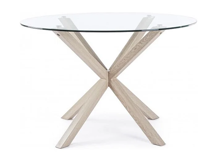Table ronde en verre avec pied naturel diamètre 114 cm - MAY