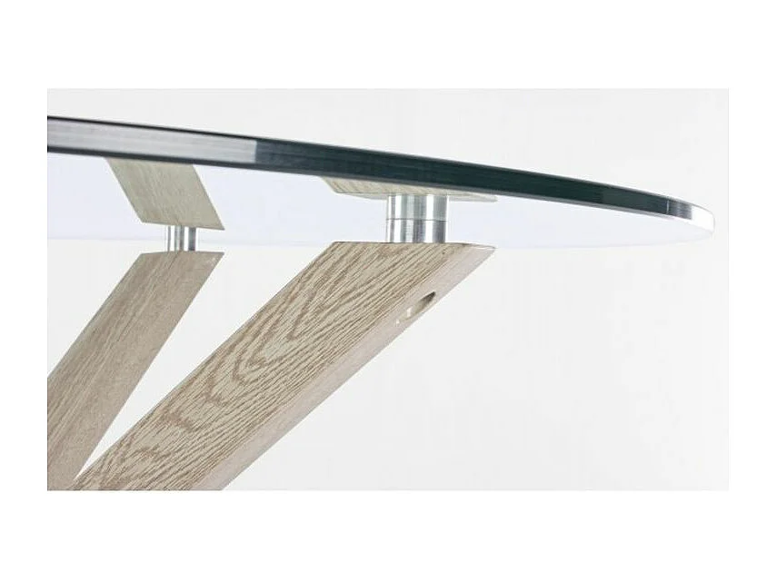 Table ronde en verre avec pied naturel diamètre 114 cm - MAY