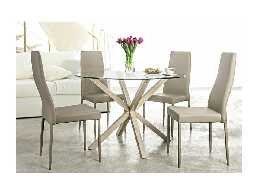 Table ronde en verre avec pied naturel diamètre 114 cm - MAY