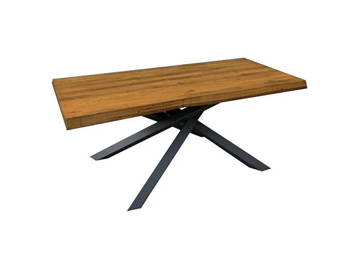 Massiver Eichentisch, schwarze Metallbeine, 160x90 cm - BOLGHERI