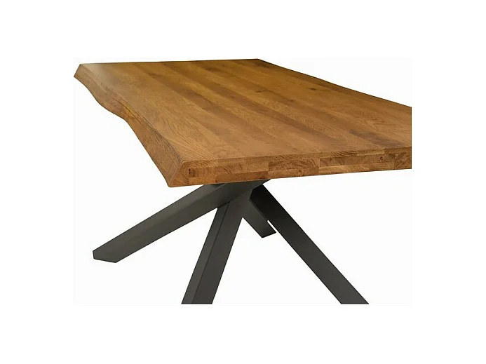 Massiver Eichentisch, schwarze Metallbeine, 160x90 cm - BOLGHERI