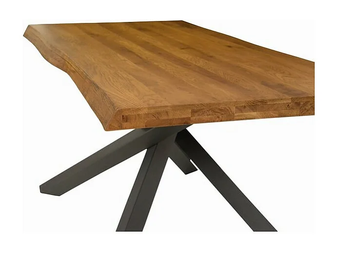 Stół z litego dębu, czarne metalowe nogi, 160x90 cm - BOLGHERI