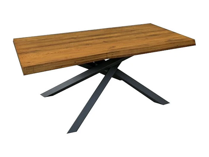 Massief eiken tafel, zwart metalen poten, 160x90 cm - BOLGHERI