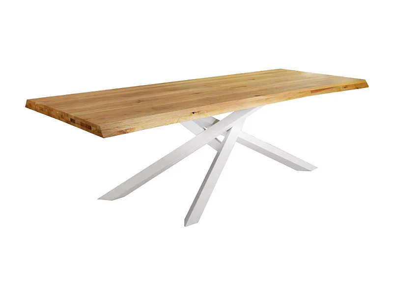 Tafel in massief eiken natuur, poten wit metaal, 250x100 cm - BOLGHERI