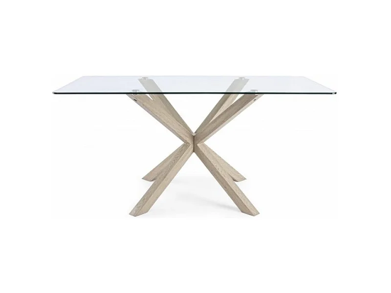 Rechteckiger Glastisch mit Naturbein 160X90 cm - MAY