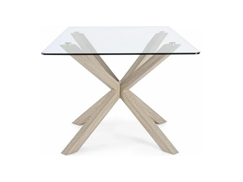 Rechteckiger Glastisch mit Naturbein 160X90 cm - MAY