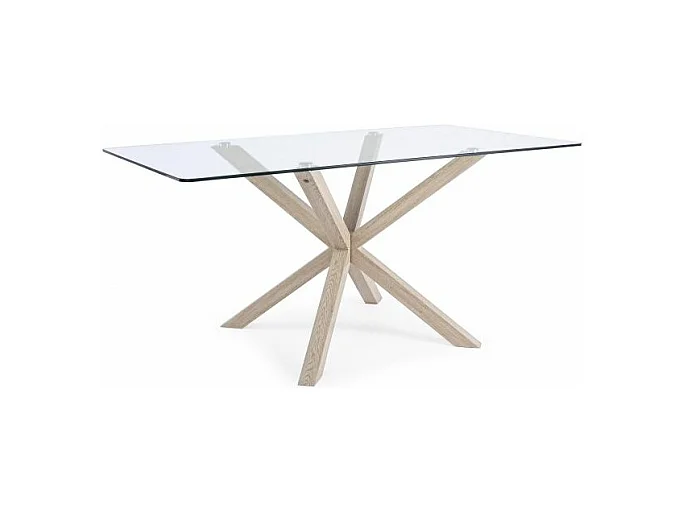 Table rectangulaire en verre avec pied naturel 160X90 cm - MAY