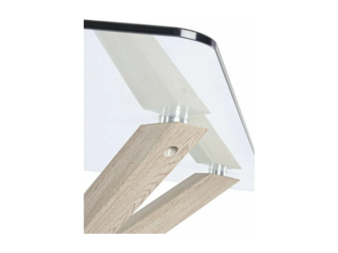 Table rectangulaire en verre avec pied naturel 160X90 cm - MAY