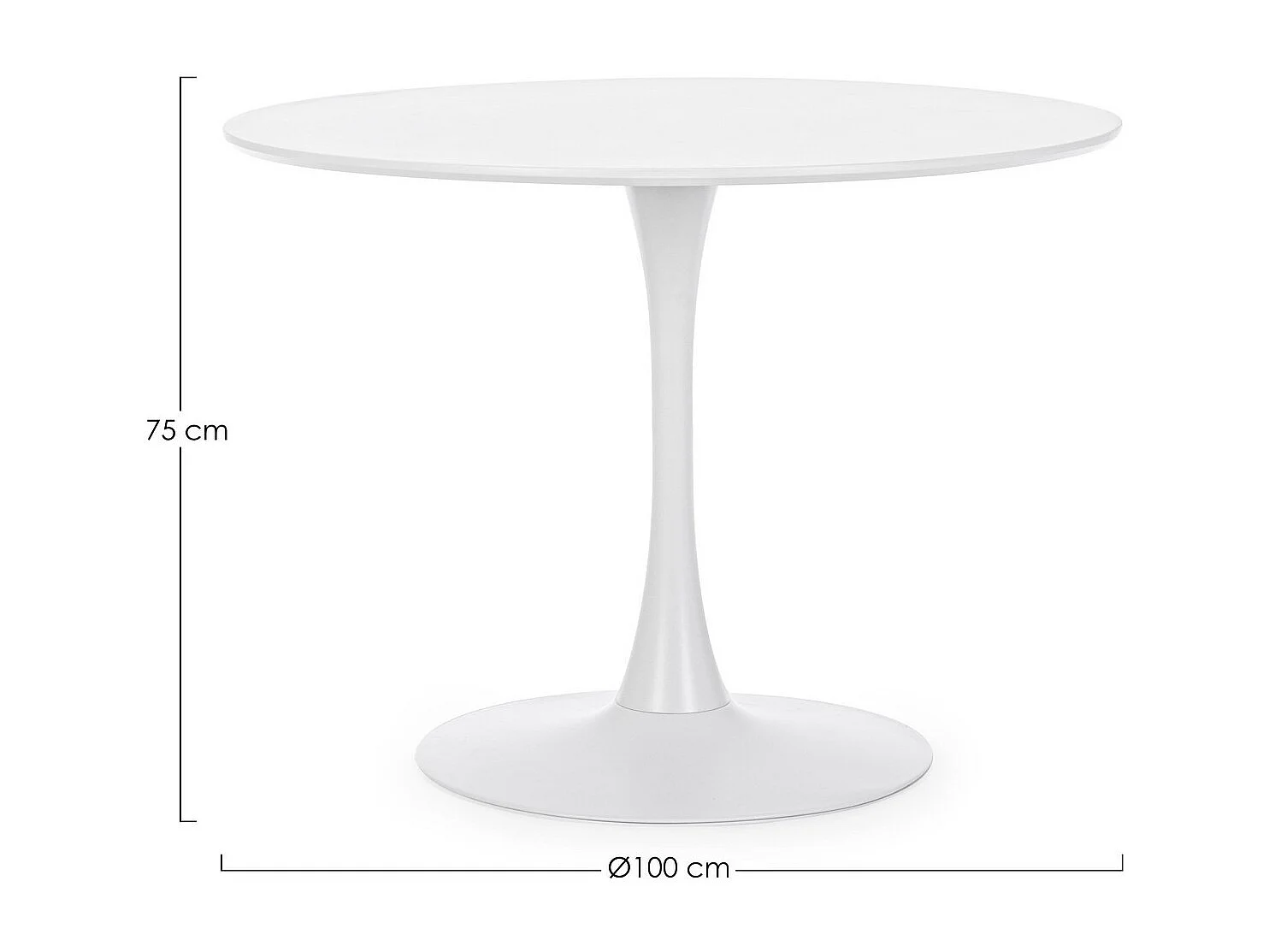 Mesa redonda blanca 100×75 cm - BLOOM
