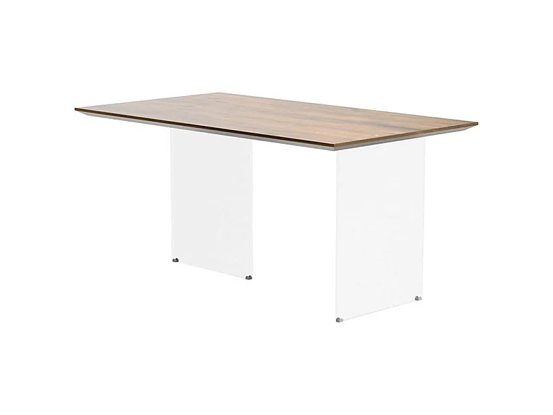 Mesa de carvalho maciço nodoso, armação de vidro, 160x90 cm - PARIOLI