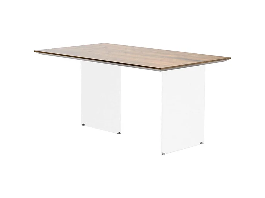 Mesa de carvalho maciço nodoso, armação de vidro, 160x90 cm - PARIOLI