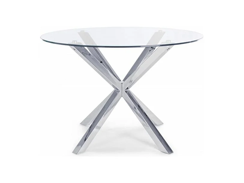 Table ronde en verre avec pied en acier diamètre 114 cm - MAY