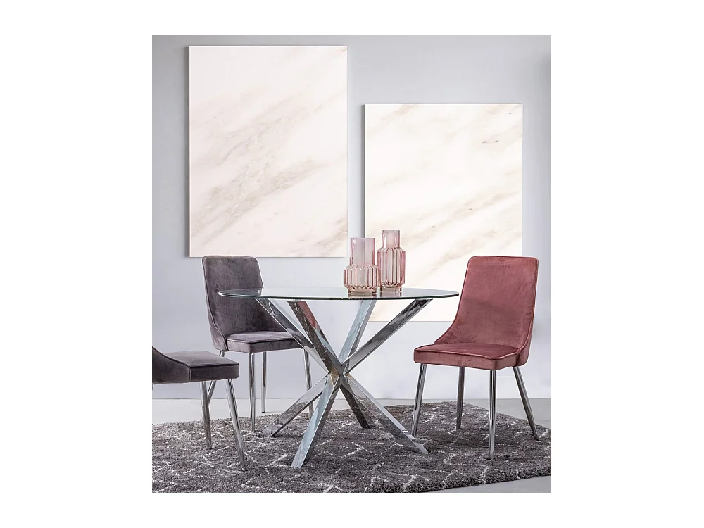 Table ronde en verre avec pied en acier diamètre 114 cm - MAY