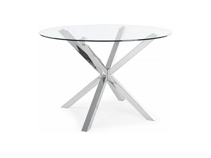 Table ronde en verre avec pied en acier diamètre 114 cm - MAY