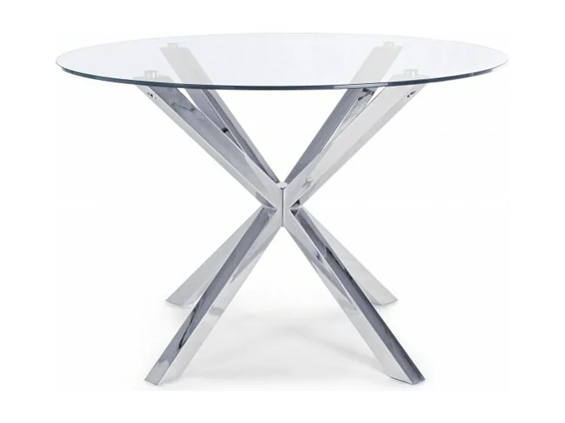 Okrągły szklany stół ze stalową nogą o średnicy 114 cm - MAY