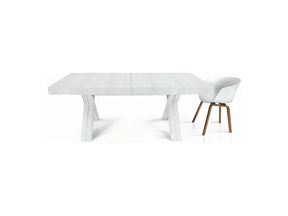 Table à rallonge en bois blanc 160x90 cm - 410x90 cm - GALLIPOLI
