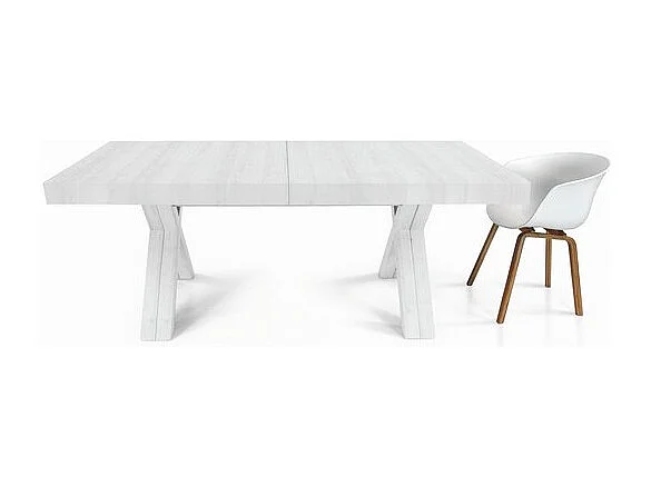 Table à rallonge en bois blanc 160x90 cm - 410x90 cm - GALLIPOLI