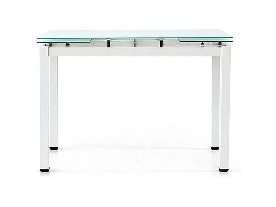 Table en métal blanc et plateau extensible en verre blanc 110x70cm - RAPALLO