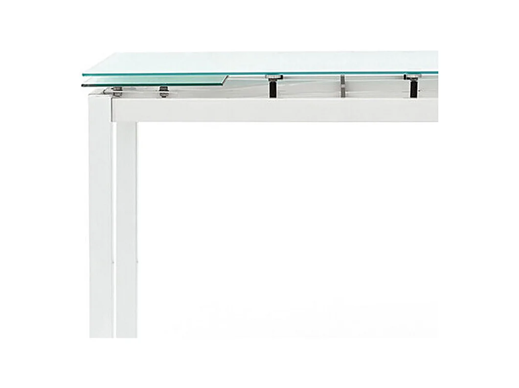 Table en métal blanc et plateau extensible en verre blanc 110x70cm - RAPALLO