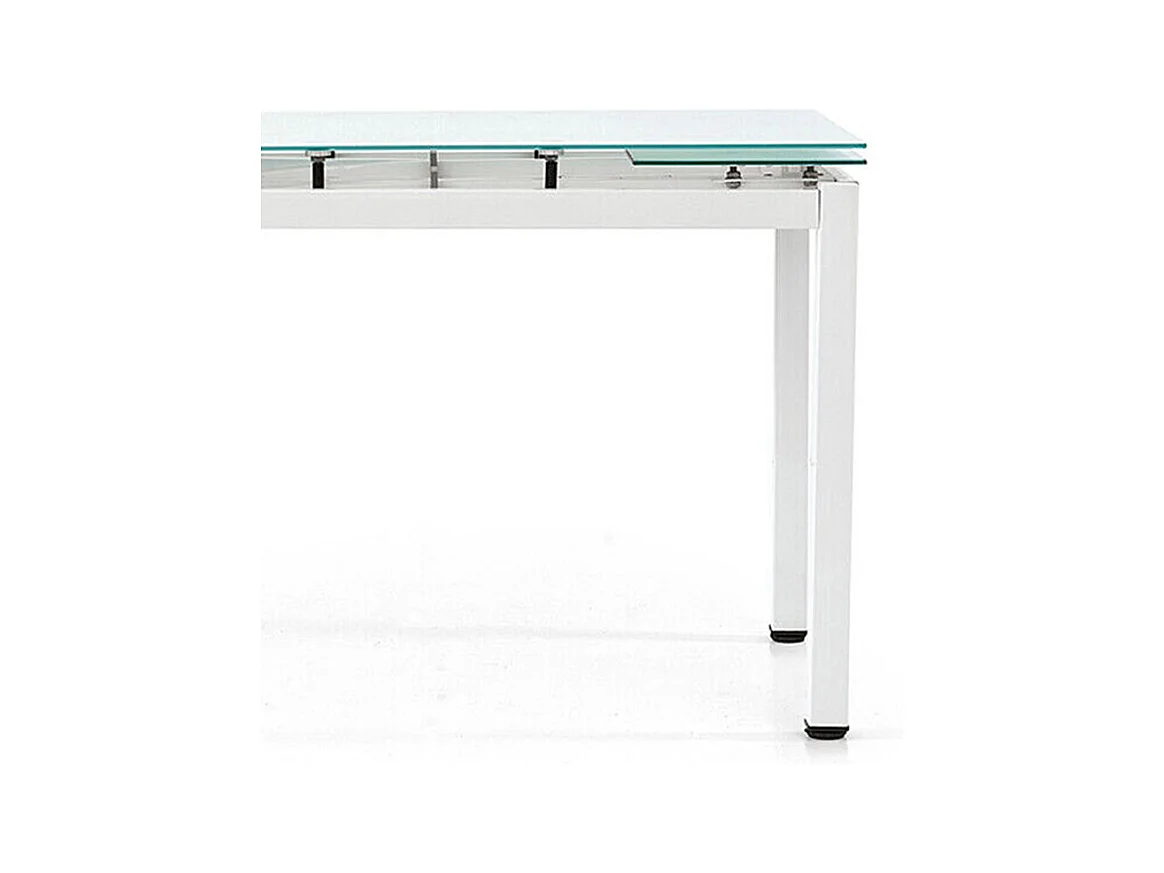 Table en métal blanc et plateau extensible en verre blanc 110x70cm - RAPALLO