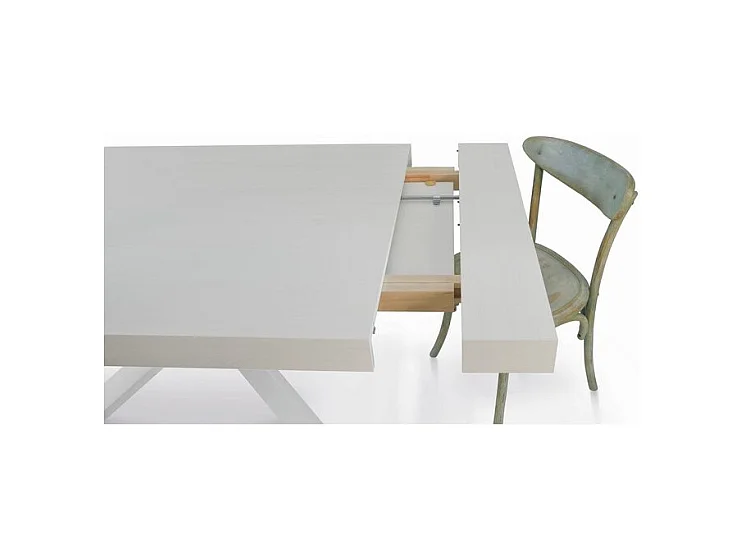 Table à rallonge en bois blanc 160x90 cm - 260x90 cm - TRASTEVERE